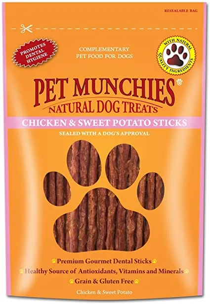 Pet Munchies Natural Pet Treats Chicken & Sweet Potato Sticks 90g x 8 bags