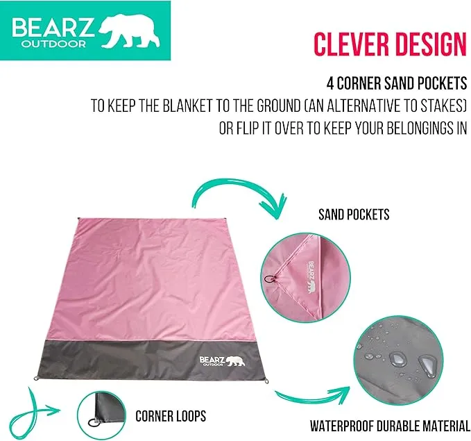 Pocket Blanket - Waterproof Picnic Blanket, Compact Travel Blanket, Picnic Blankets Waterproof Foldable Lightweight for Beach, Hiking, Festival Accessories