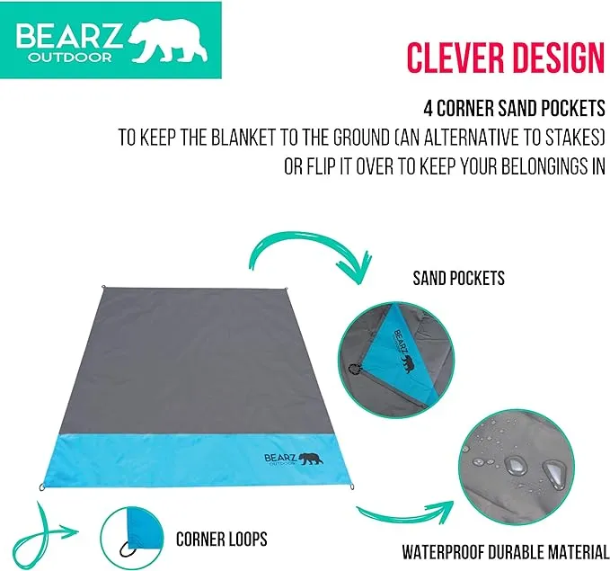 Pocket Blanket - Waterproof Picnic Blanket, Compact Travel Blanket, Picnic Blankets Waterproof Foldable Lightweight for Beach, Hiking, Festival Accessories