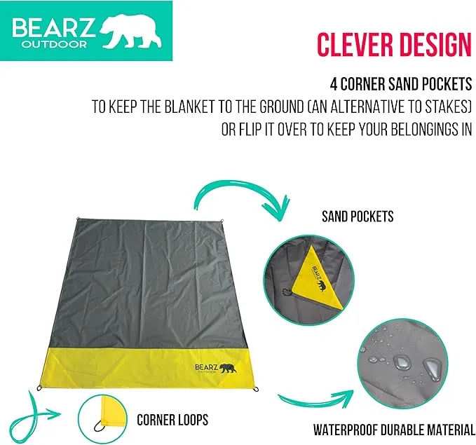 Pocket Blanket - Waterproof Picnic Blanket, Compact Travel Blanket, Picnic Blankets Waterproof Foldable Lightweight for Beach, Hiking, Festival Accessories