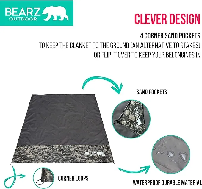 Pocket Blanket - Waterproof Picnic Blanket, Compact Travel Blanket, Picnic Blankets Waterproof Foldable Lightweight for Beach, Hiking, Festival Accessories