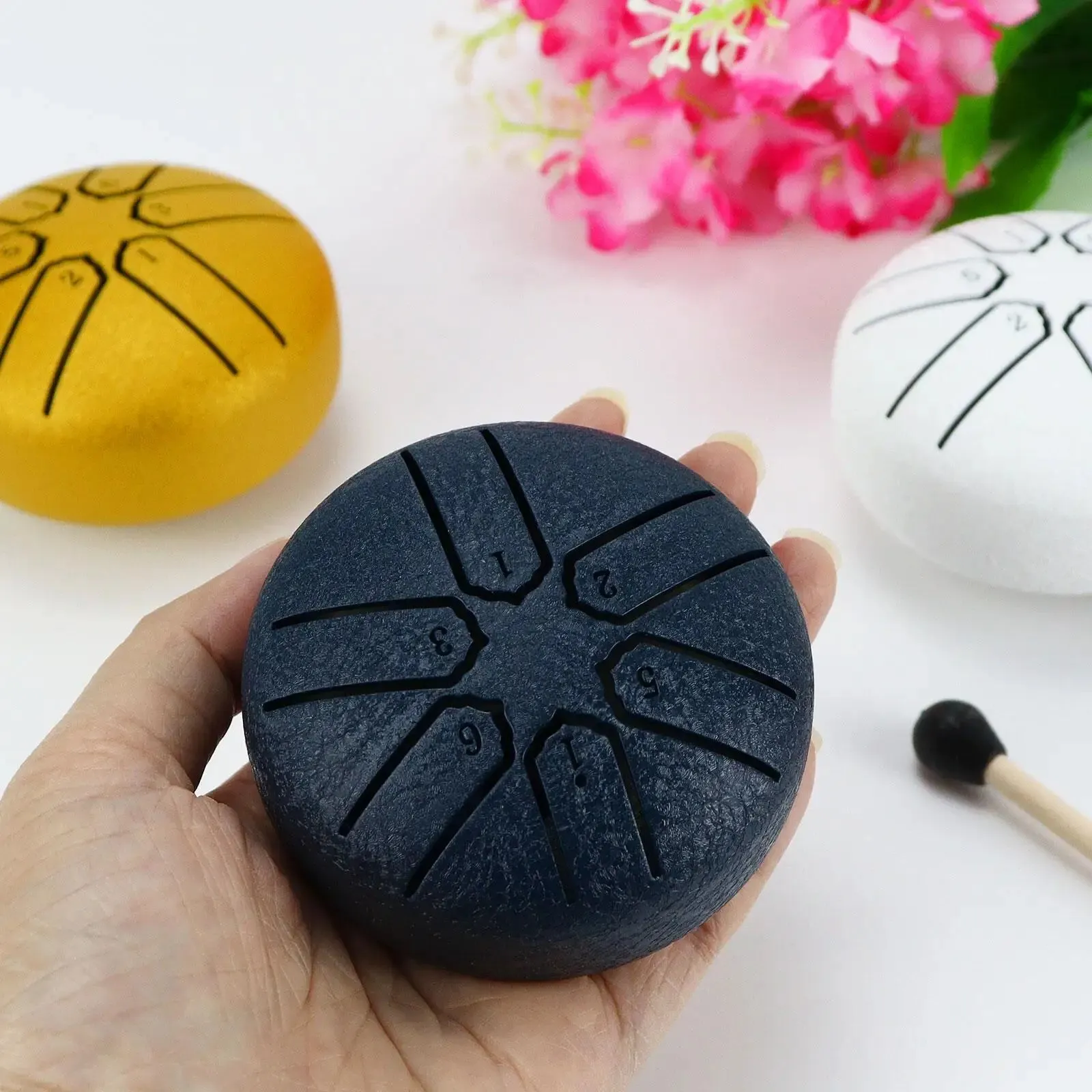 Pointed Design 3inch, 6-tone Mini Steel Tongue Drum   FREE Mallet