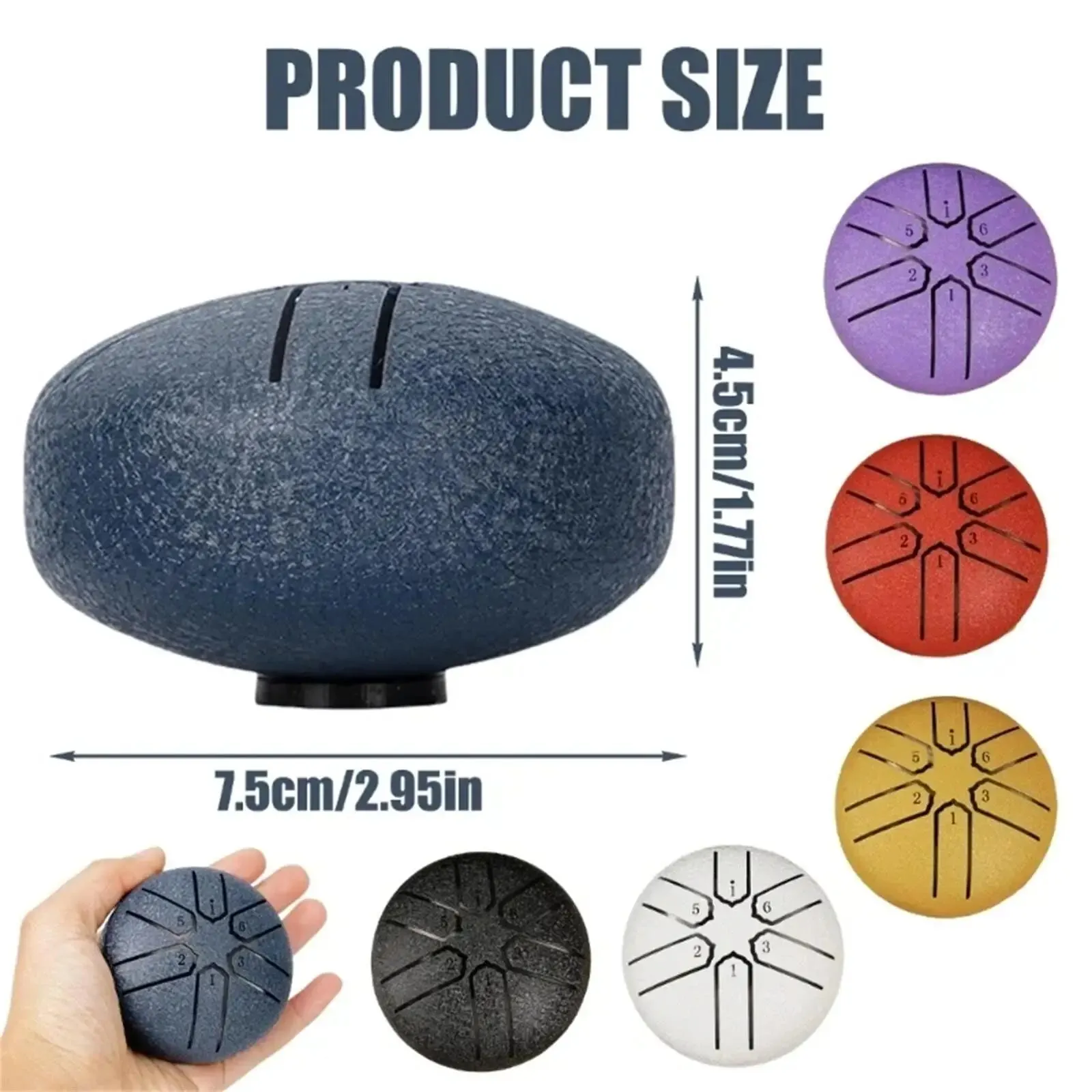 Pointed Design 3inch, 6-tone Mini Steel Tongue Drum   FREE Mallet