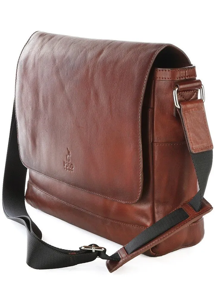 Polo Hudson Leather Messenger Bag | Brown