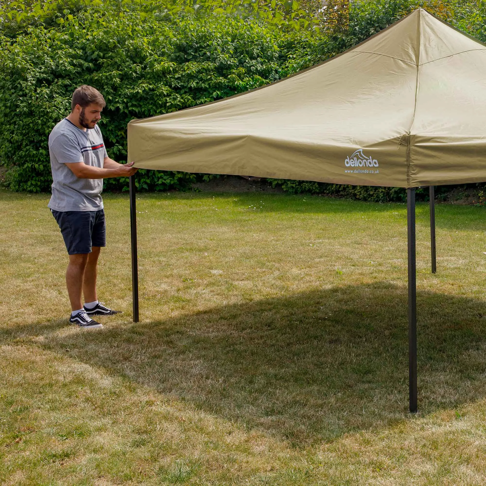 Premium 2x2m Pop-Up Gazebo, Water Resistant, Carry Bag, Stakes & Weight Bags - Beige - DG126