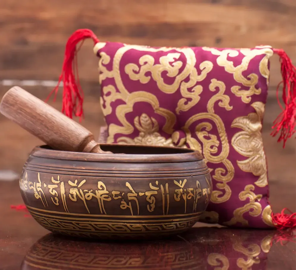 Premium Quality Singing Bowl Set with Stick and Cushion Pillow
