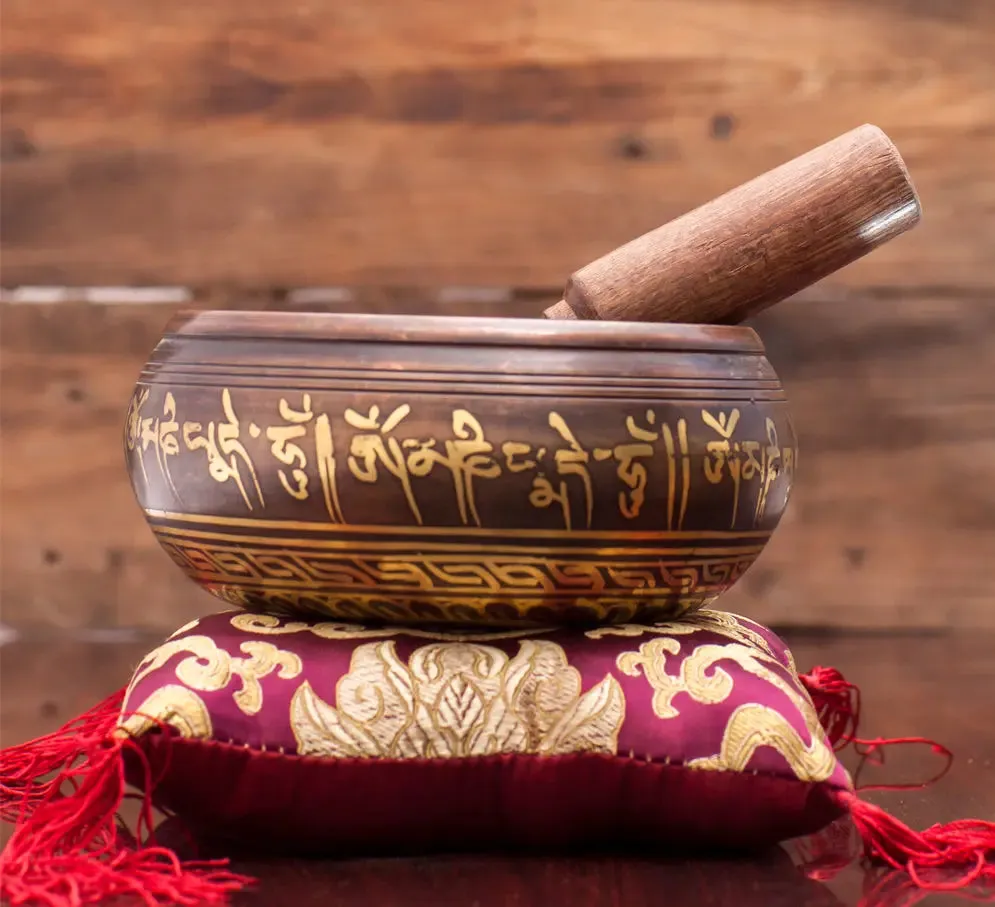 Premium Quality Singing Bowl Set with Stick and Cushion Pillow