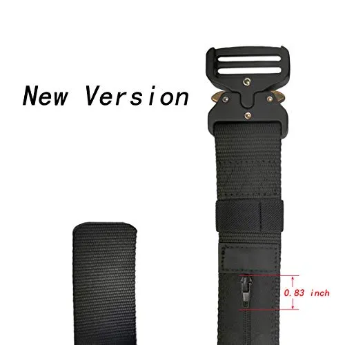 PuPeiLife Military Tactical Travel Money Belt - Hidden Pocket Concealed Money Belt for Man Suitable Waist Circumference 28 to 42 Inches Included Paracord Outdoor Keychain Hook - Black 2 Packs
