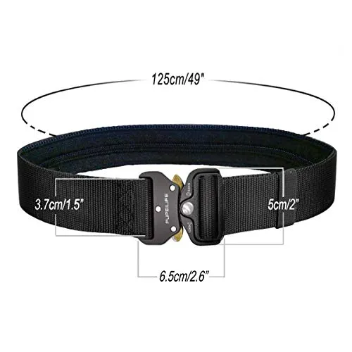 PuPeiLife Military Tactical Travel Money Belt - Hidden Pocket Concealed Money Belt for Man Suitable Waist Circumference 28 to 42 Inches Included Paracord Outdoor Keychain Hook - Black 2 Packs
