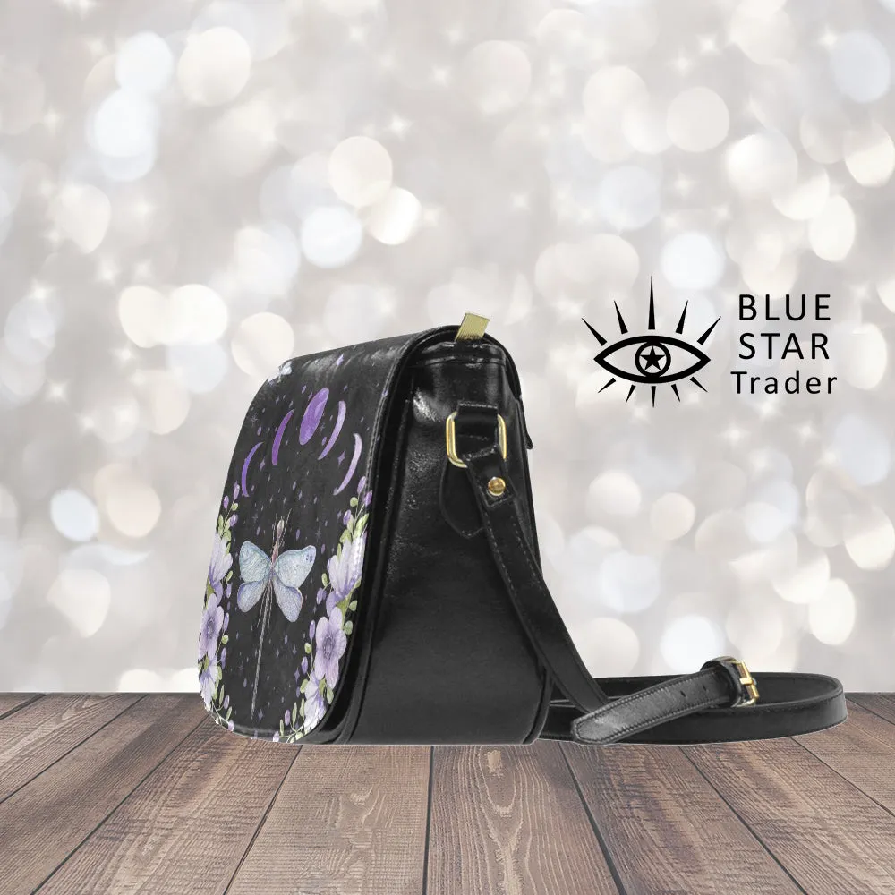 Purple Dragonfly Saddlebag Moon Phases Purse