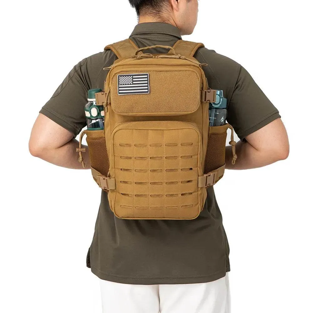 QT&QY 25L Military Tactical Backpack Army Bag MOLLE Backpack GYM EDC Outdoor Hiking Rucksack Witch Bottle Holder