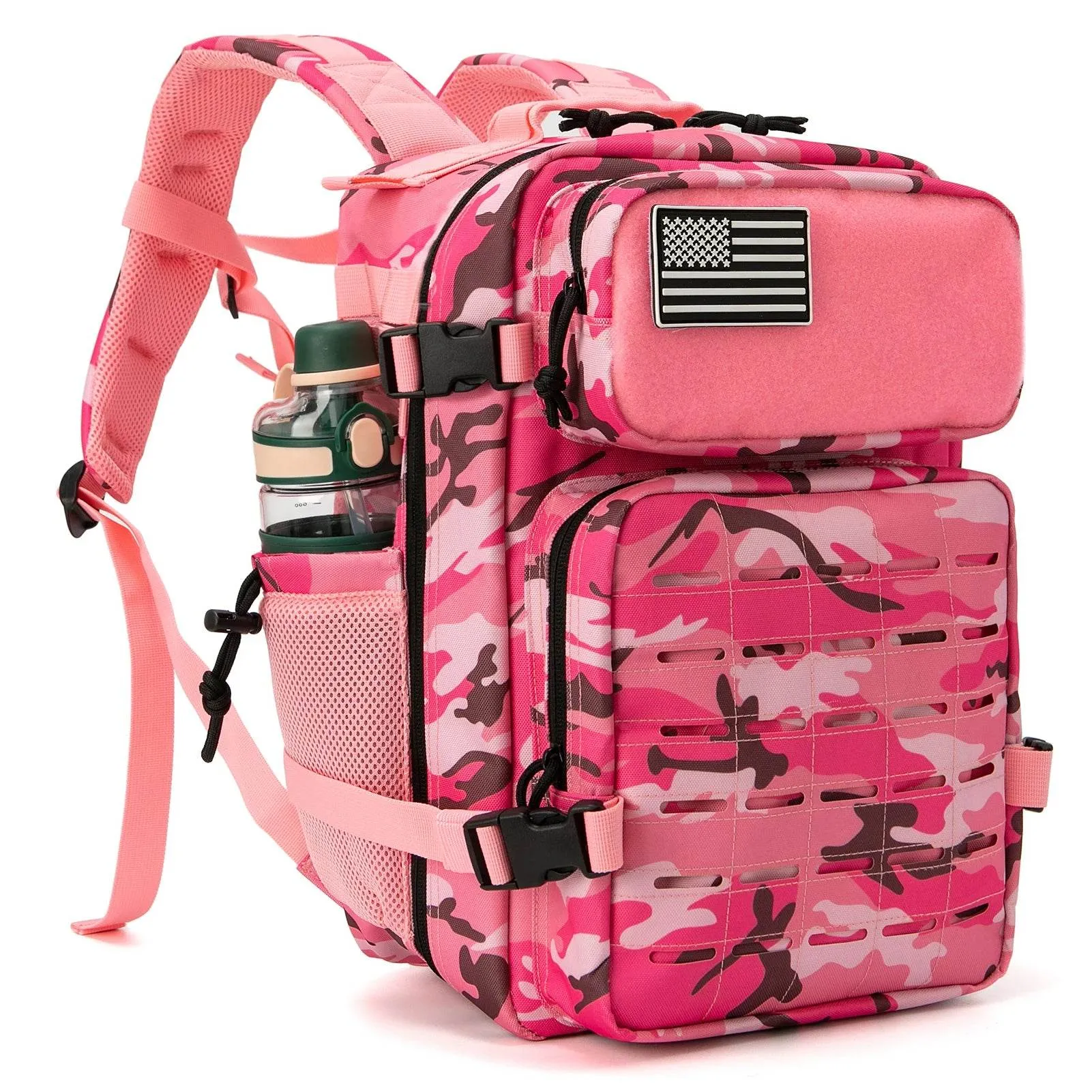 QT&QY 25L Military Tactical Backpack Army Bag MOLLE Backpack GYM EDC Outdoor Hiking Rucksack Witch Bottle Holder