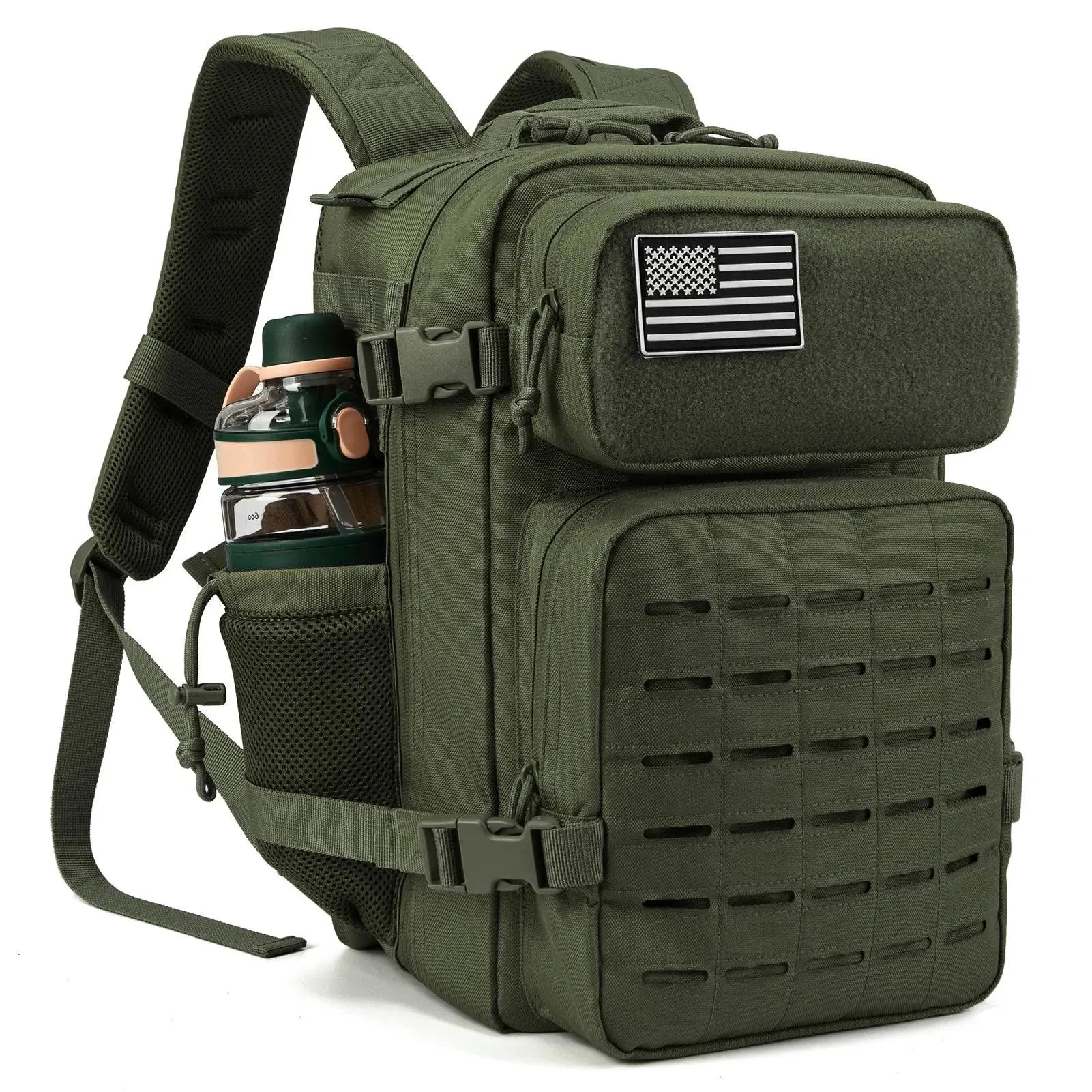QT&QY 25L Military Tactical Backpack Army Bag MOLLE Backpack GYM EDC Outdoor Hiking Rucksack Witch Bottle Holder