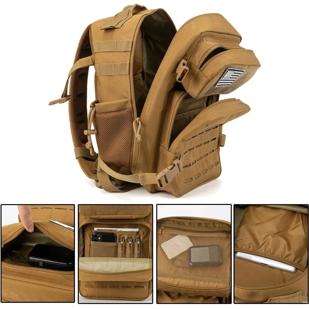 QT&QY 25L Military Tactical Backpack Army Bag MOLLE Backpack GYM EDC Outdoor Hiking Rucksack Witch Bottle Holder