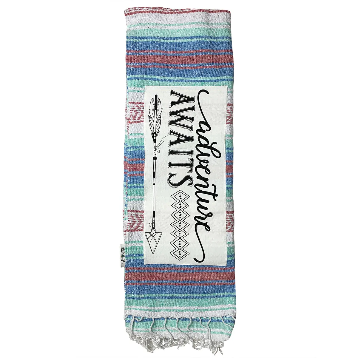 "Adventure" - Rose/Blue Throw - Falza Mexican Blanket