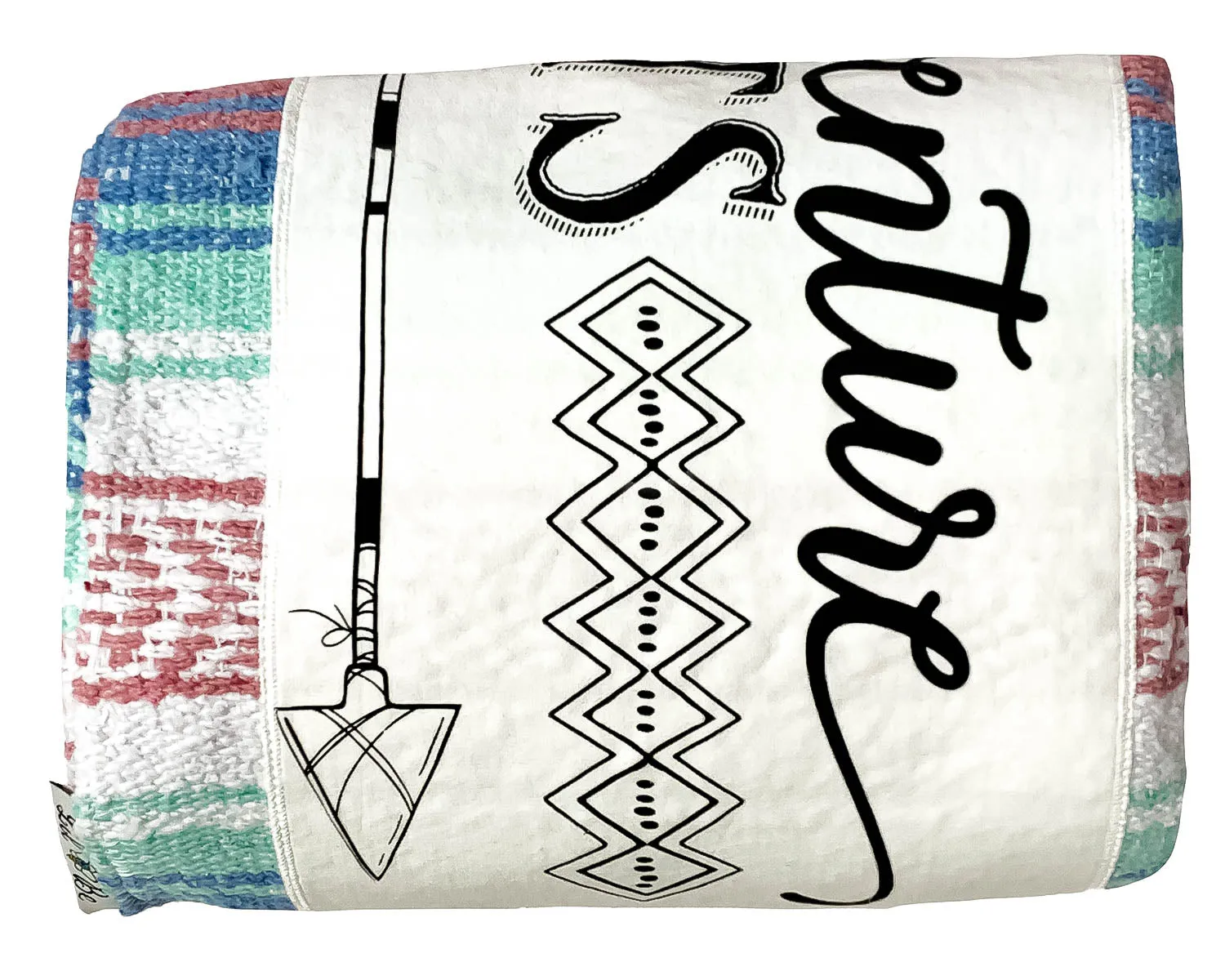 "Adventure" - Rose/Blue Throw - Falza Mexican Blanket