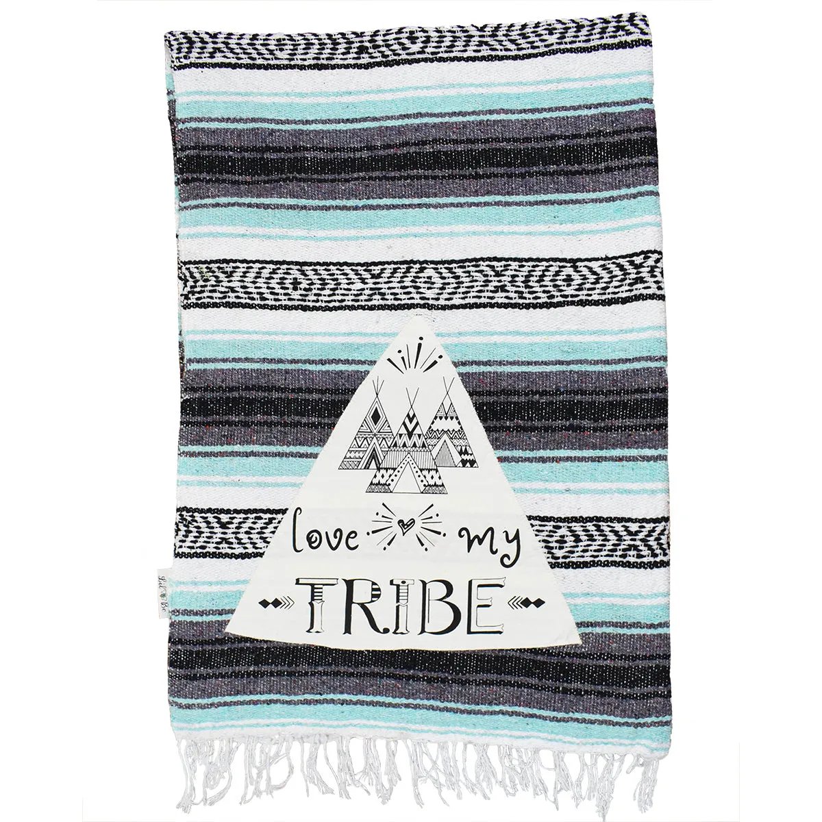 "Love My Tribe" - Mint Throw - Falza Mexican Blanket