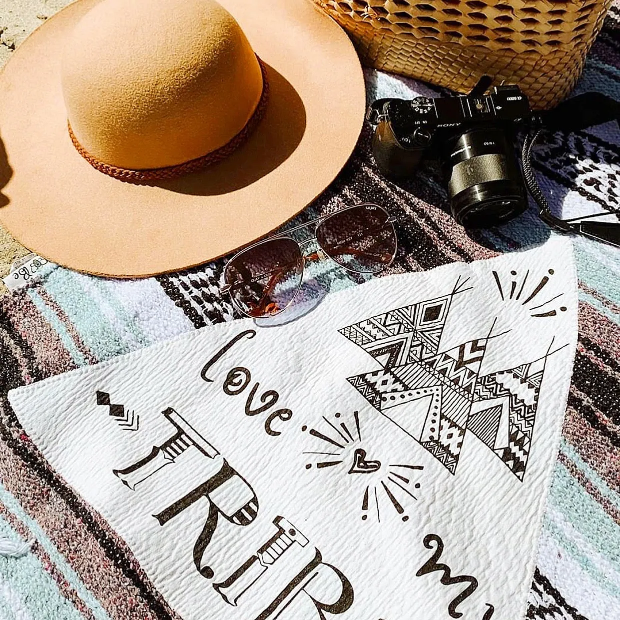 "Love My Tribe" - Mint Throw - Falza Mexican Blanket