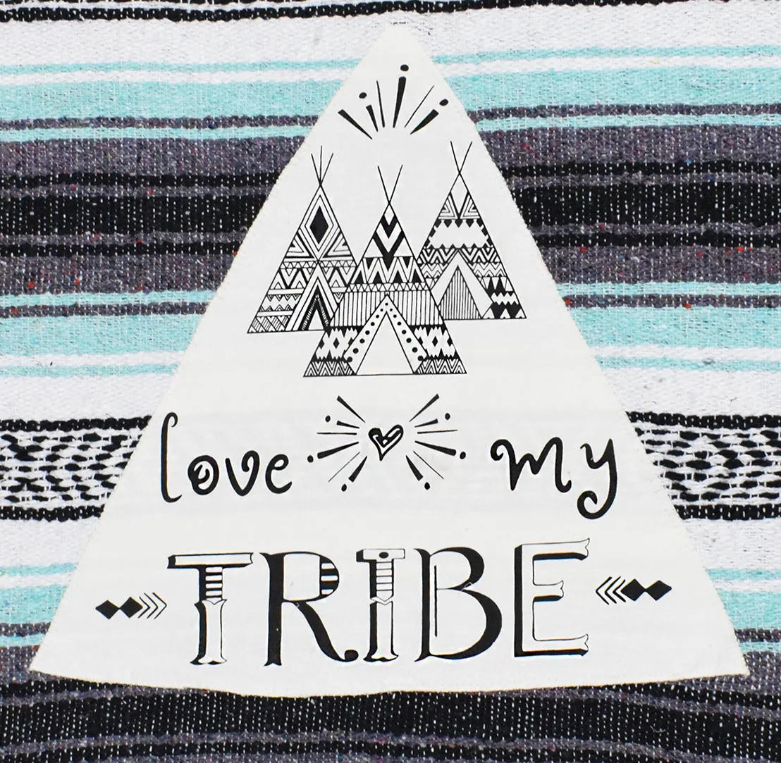 "Love My Tribe" - Mint Throw - Falza Mexican Blanket