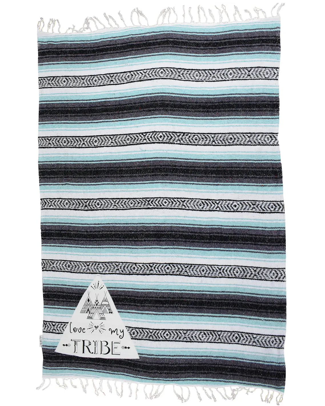 "Love My Tribe" - Mint Throw - Falza Mexican Blanket