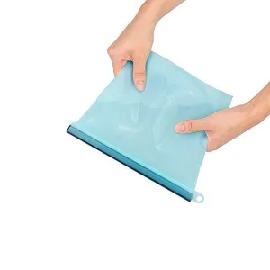 Re-usable Silicon Food Storage Zip Locks (Blue, 1000 ml)