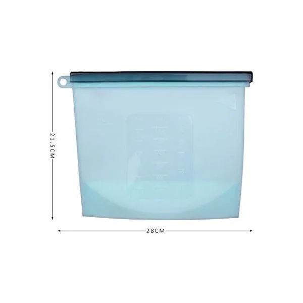 Re-usable Silicon Food Storage Zip Locks (Blue, 1500 ml)