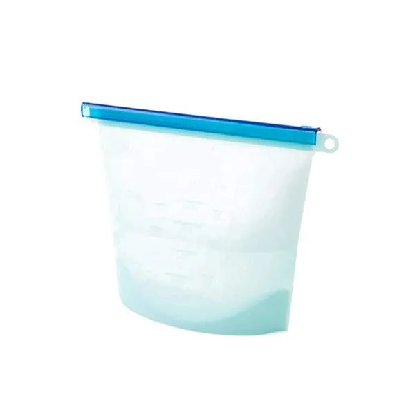 Re-usable Silicon Food Storage Zip Locks (Blue, 1500 ml)