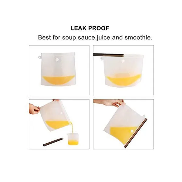 Re-usable Silicon Food Storage Zip Locks (Blue, 1500 ml)