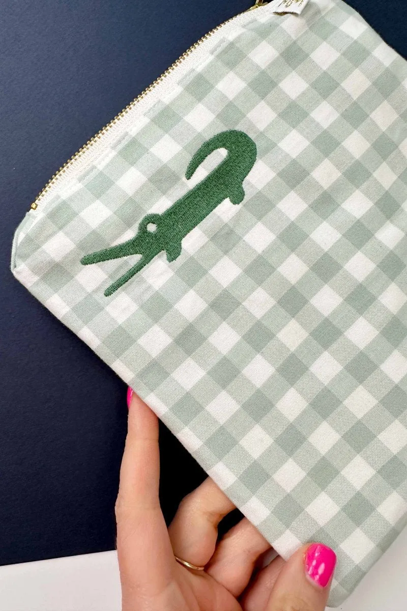Sage Gingham Alligator Small Wet Bag
