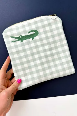 Sage Gingham Alligator Small Wet Bag