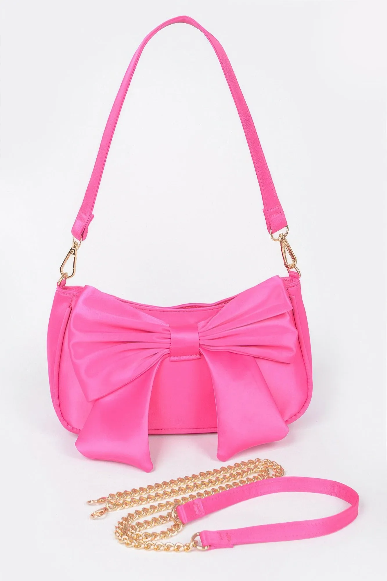 Satin Bow Front Shoulder Bag