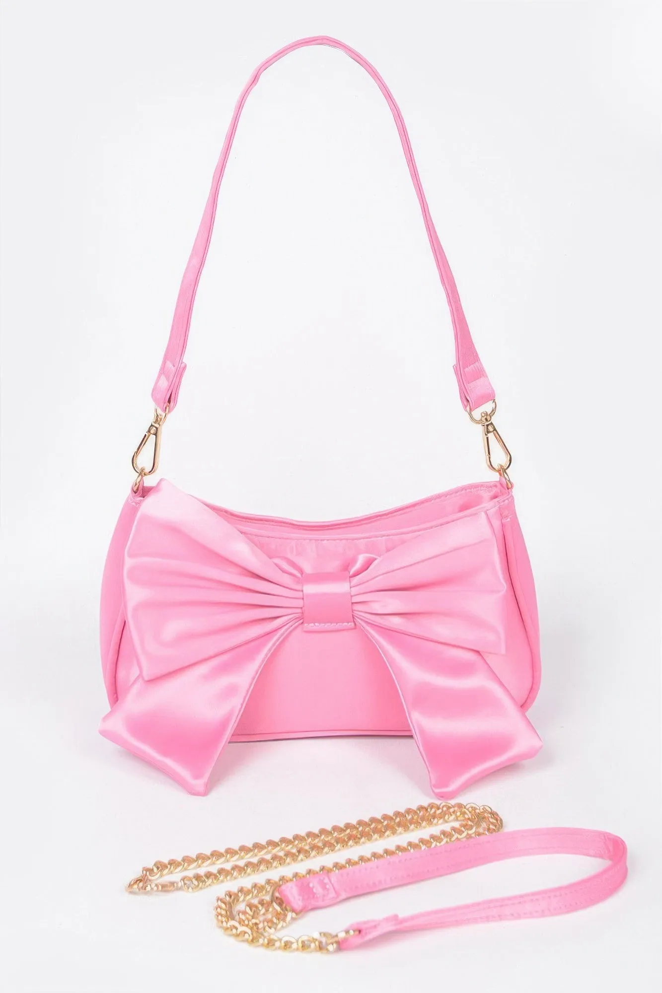 Satin Bow Front Shoulder Bag