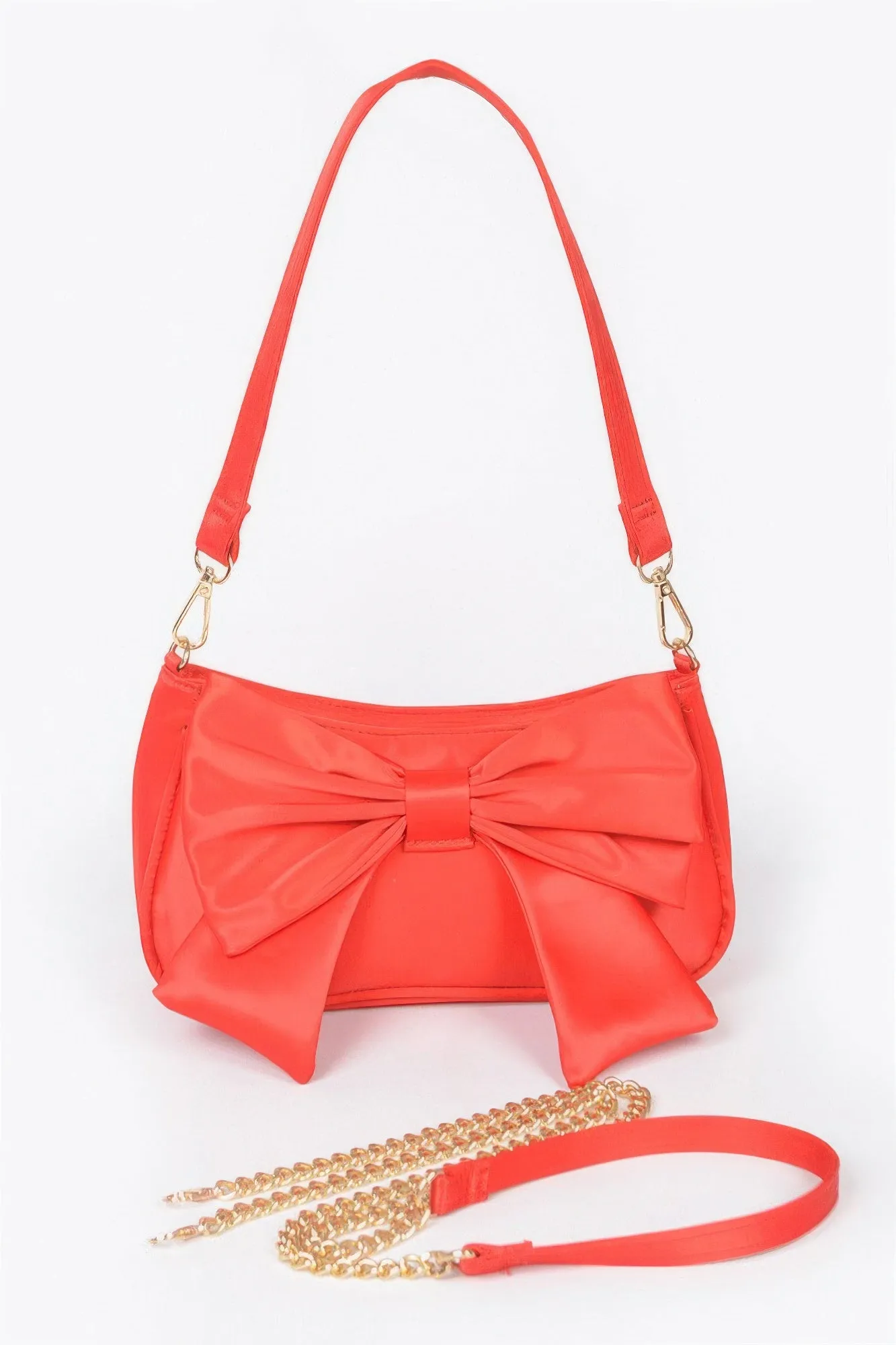 Satin Bow Front Shoulder Bag