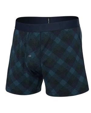 Saxx Droptemp Cooling Sleep Loose Boxer - Bison Check-Maritime