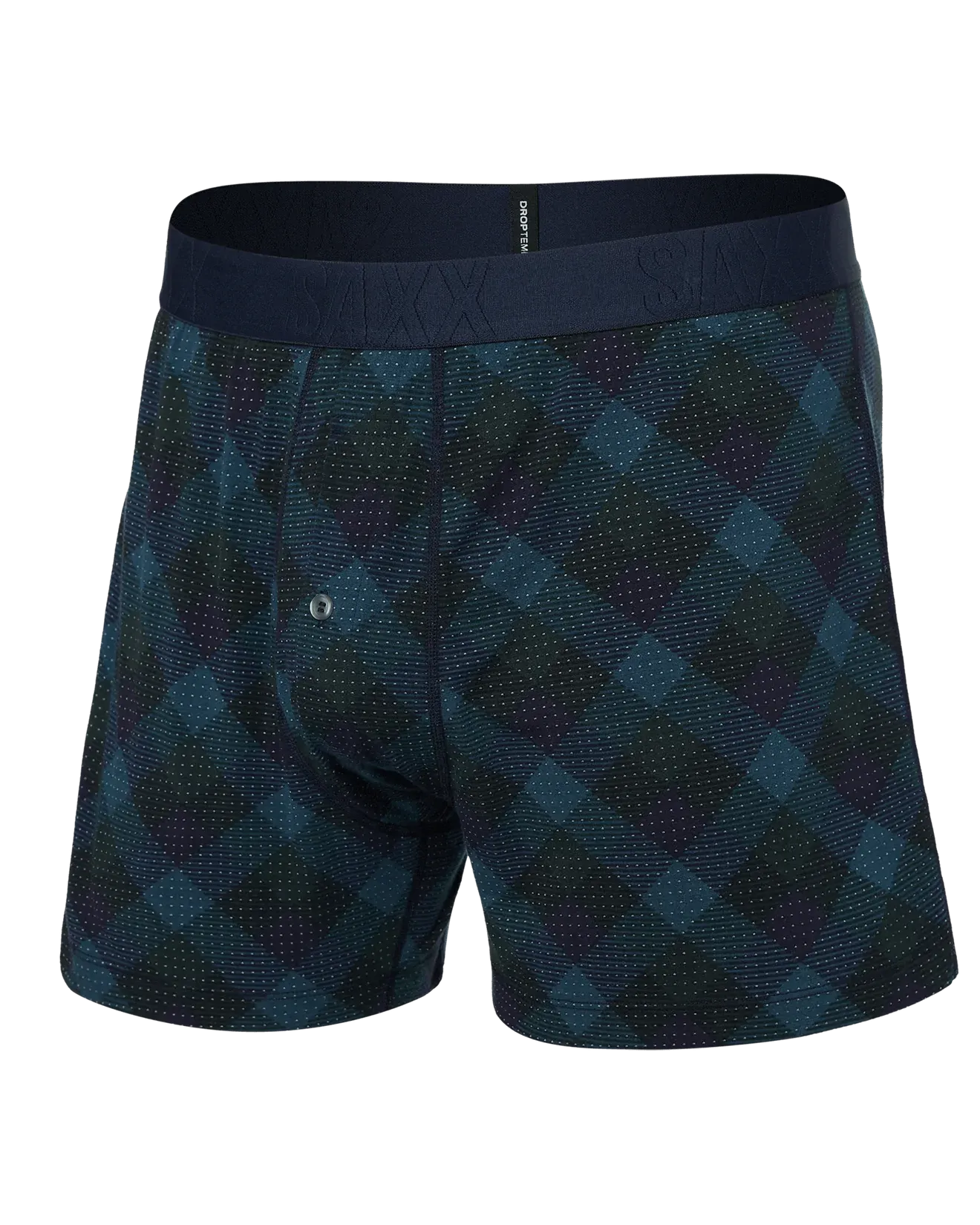 Saxx Droptemp Cooling Sleep Loose Boxer - Bison Check-Maritime