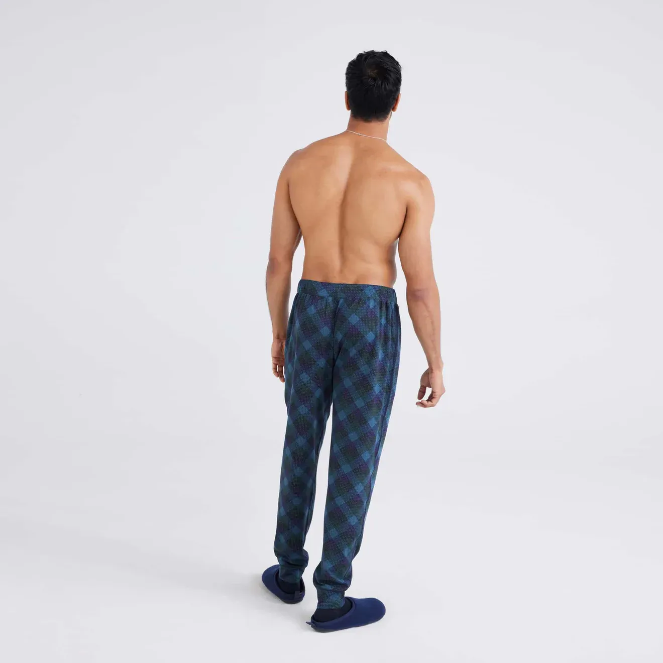 Saxx Droptemp Cooling Sleep Pants - Bison Check-Maritime