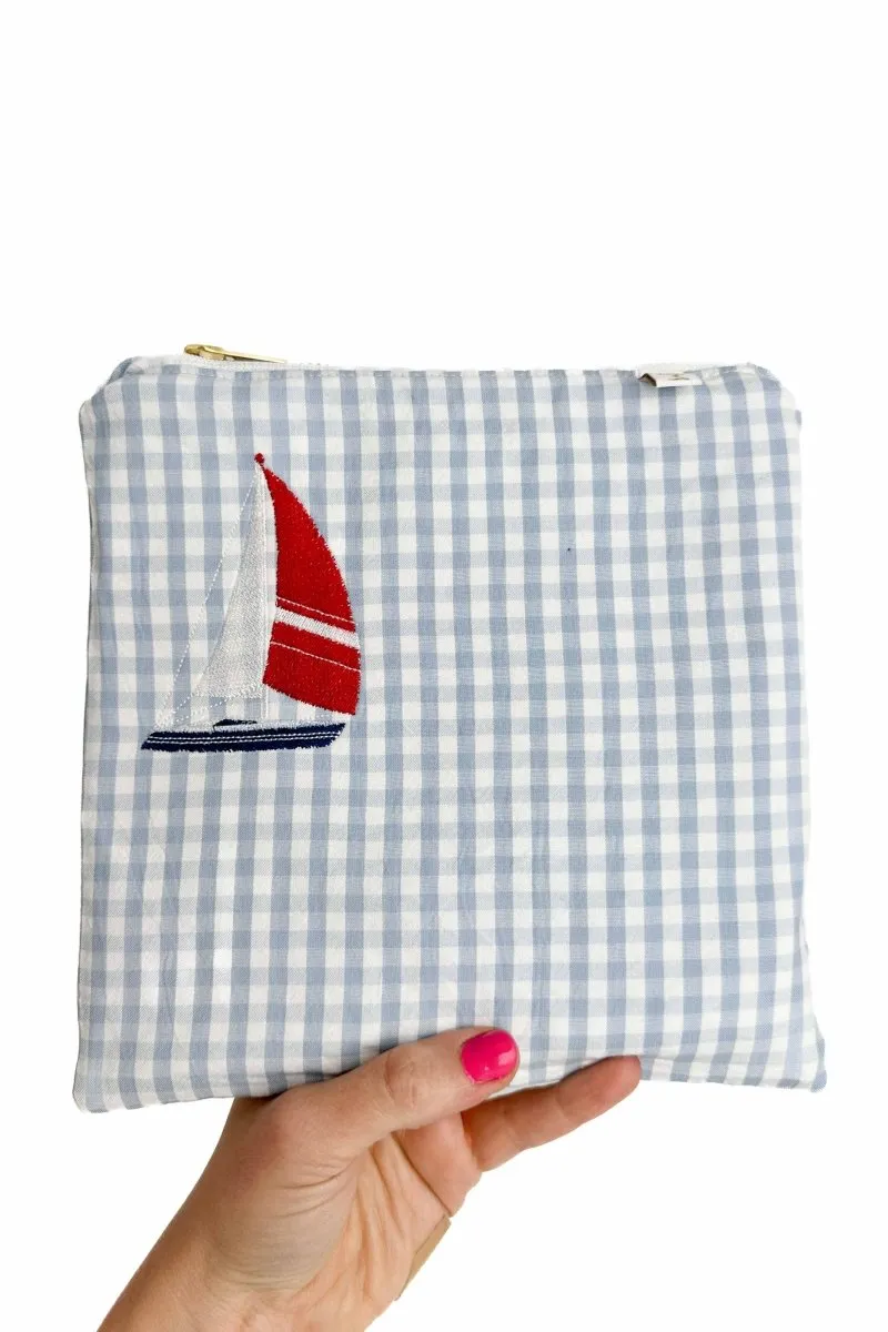Seersucker "Sailboat" Small Wet Bag