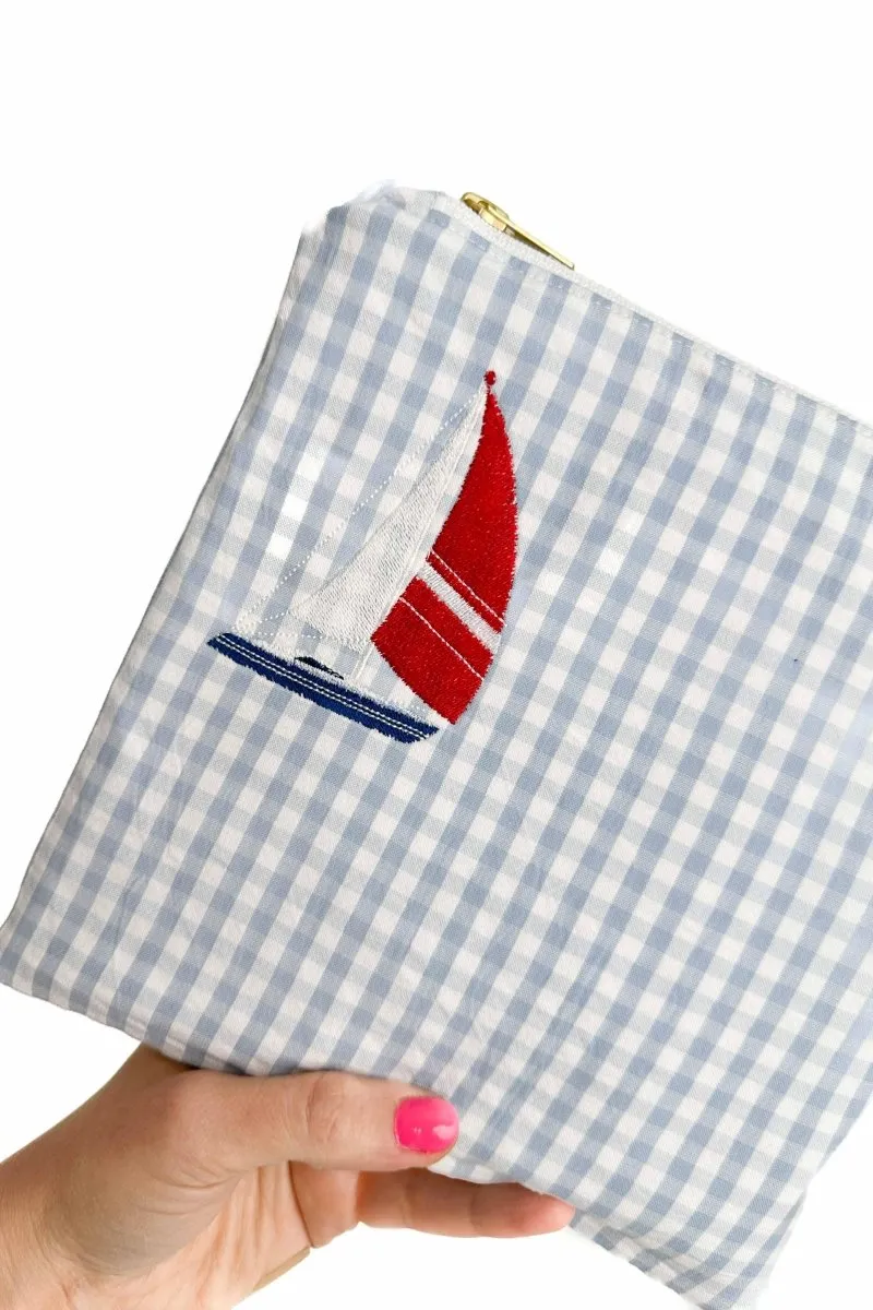 Seersucker "Sailboat" Small Wet Bag