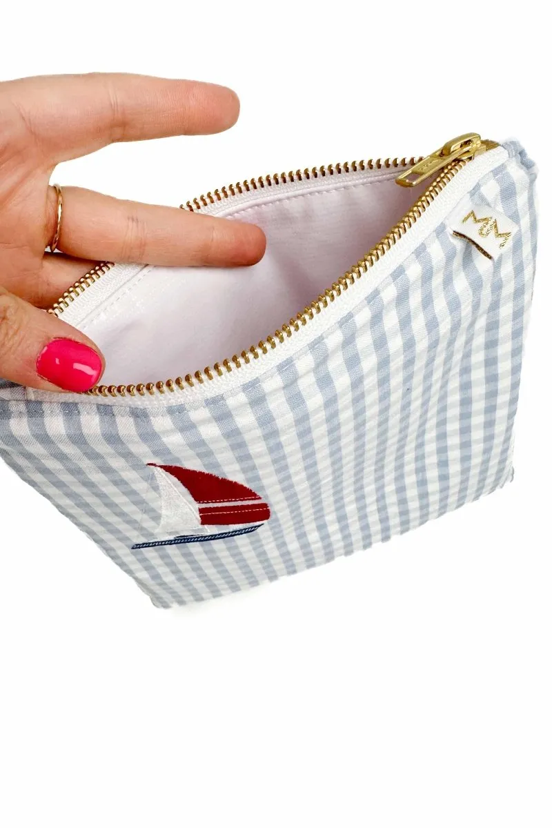 Seersucker "Sailboat" Small Wet Bag