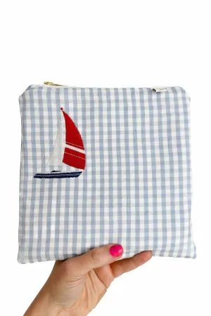 Seersucker "Sailboat" Small Wet Bag