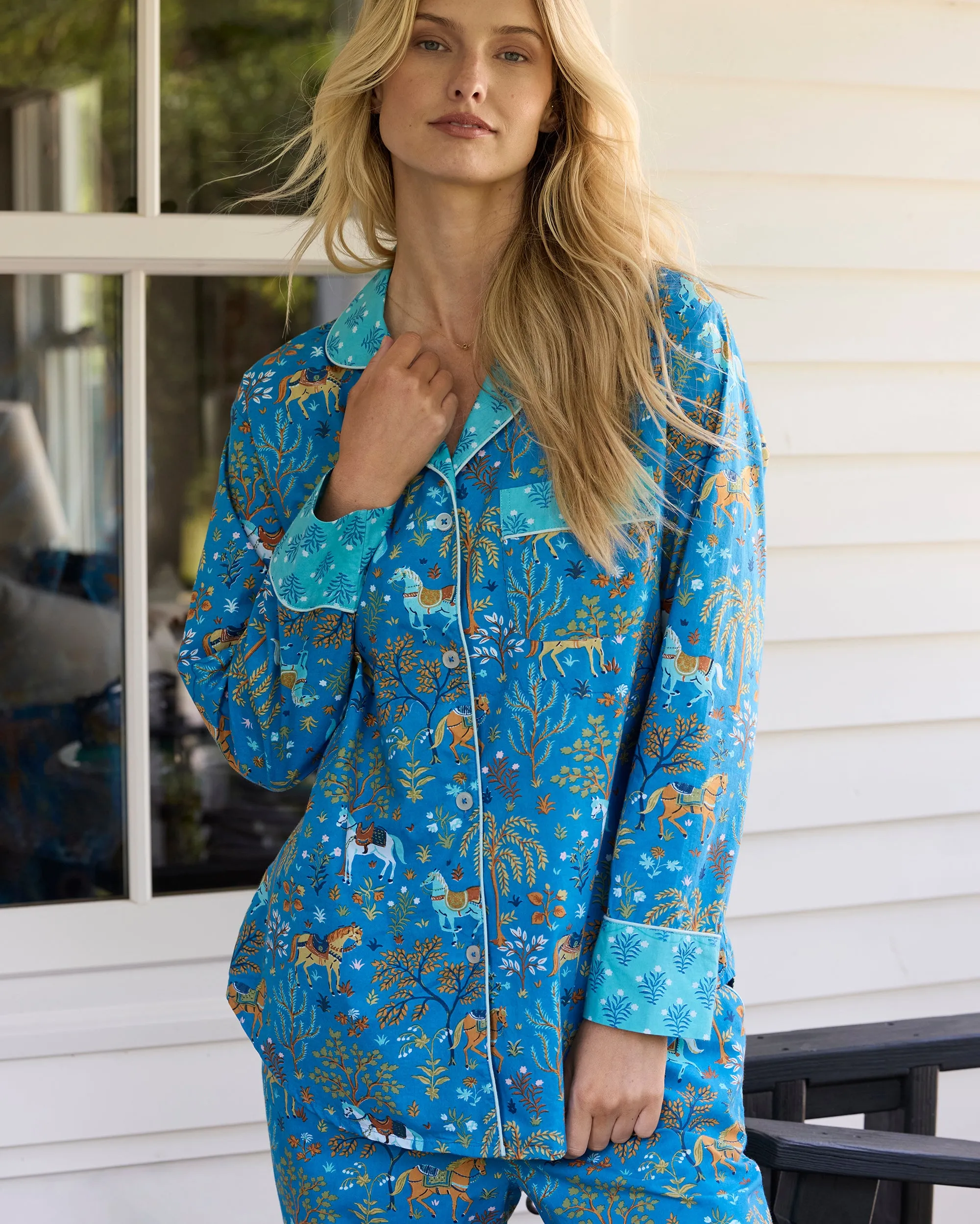 Show Pony - Petite Long PJ Set - Steel Blue