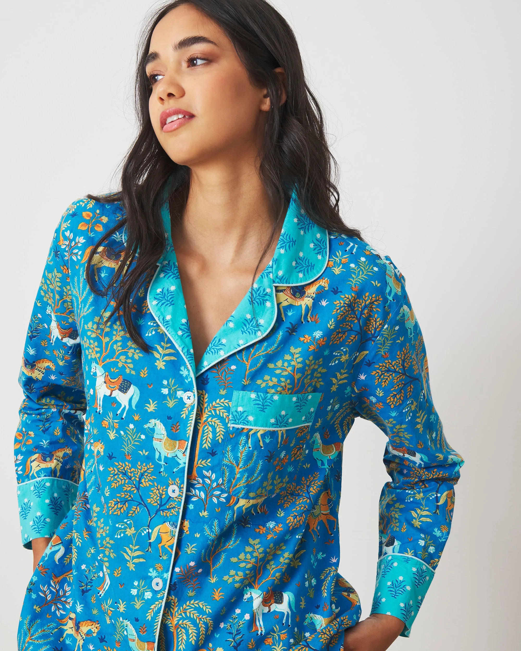 Show Pony - Tall Long PJ Set - Steel Blue