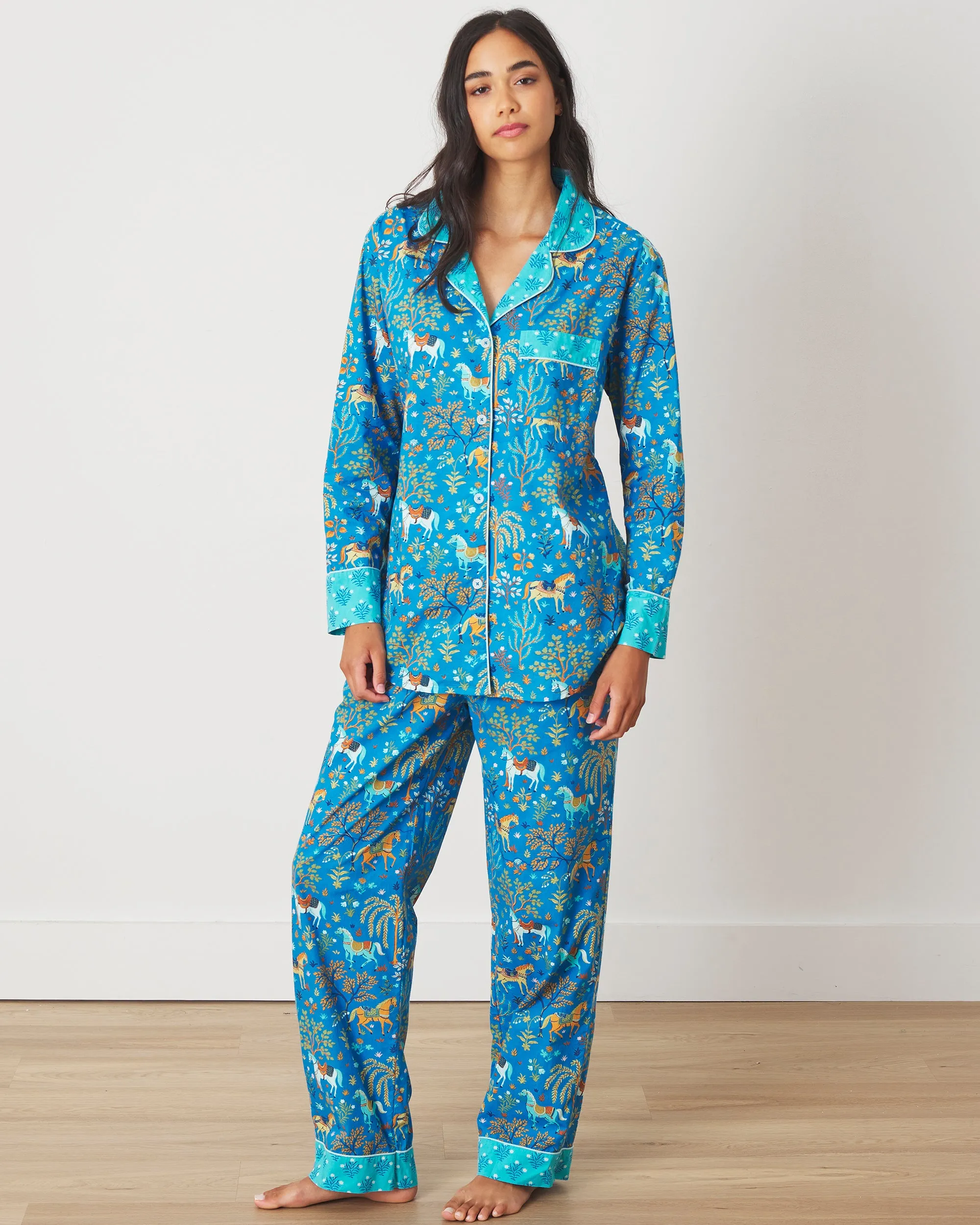 Show Pony - Tall Long PJ Set - Steel Blue