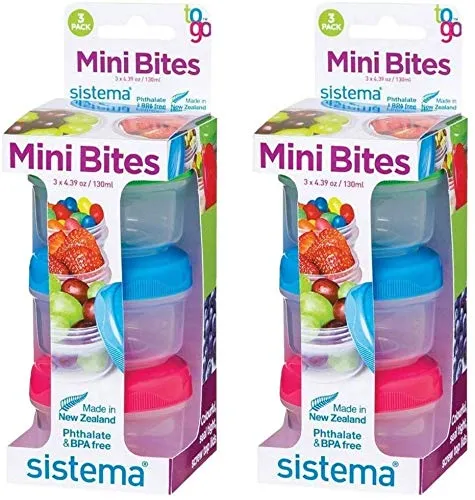 Sistema 3 x 4.39-Ounce Mini Bites To Go Containers, 2-Pack (6 Container in Total)