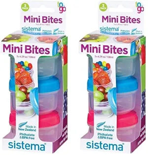 Sistema 3 x 4.39-Ounce Mini Bites To Go Containers, 2-Pack (6 Container in Total)