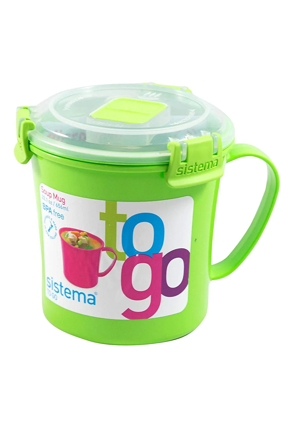 Sistema 656ml (22.1 oz) Soup Mug To Go, Green, 2-Pack