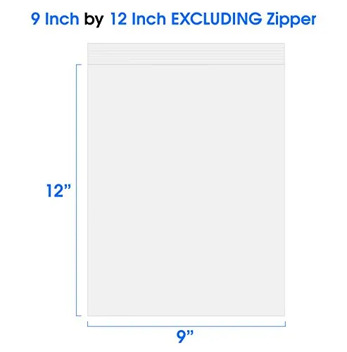 SPARTAN INDUSTRIAL - 9inch X 12inch (100 Pack) 2 Mil Clear Reclosable Zip Plastic Poly Bags with Resealable Lock Seal Zipper