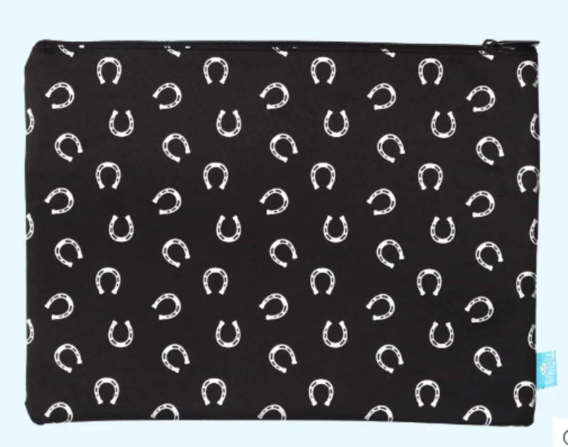 Spencil A4 Twin Zip Pencil Case-Black & White Horses