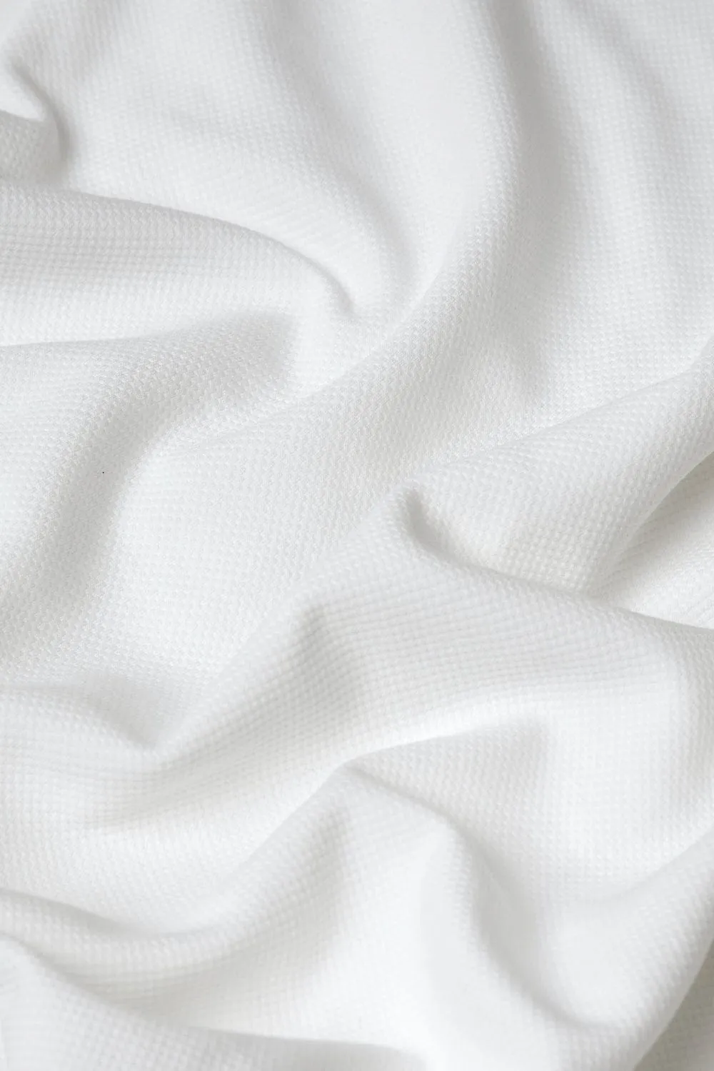 Textured Open Collar Polo in White