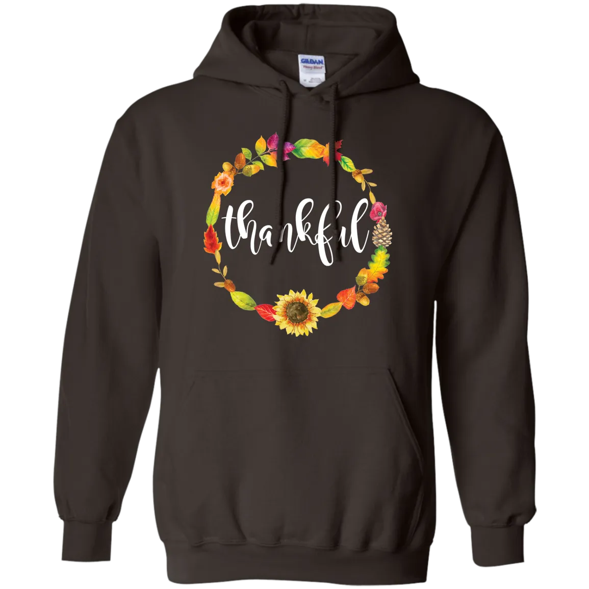 Thankful Floral Wreath Hoodie - Embrace Gratitude in Cozy Style